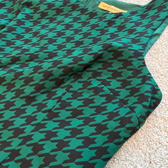 Nipon Boutique Dress Womens 18 Green Houndstooth Sheath Pencil Career Business - Picture 4 of 11